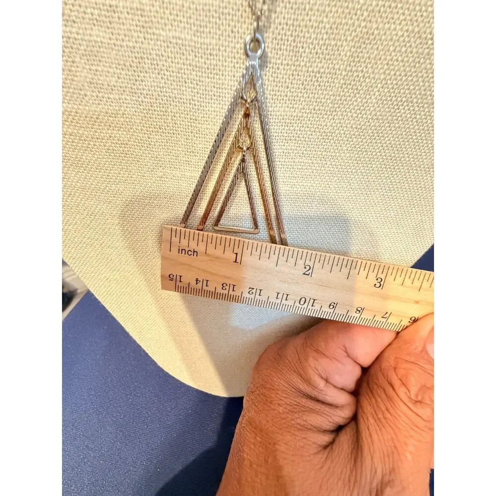 Vintage 32” Geometric Triangle Pendant Necklace